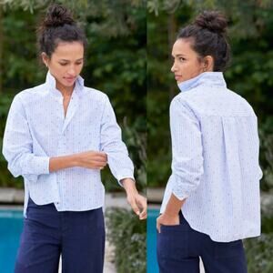 Frank & Eileen Silvie Untuckable Button Up Shirt Horizontal Stripe/Anchor Sze XS